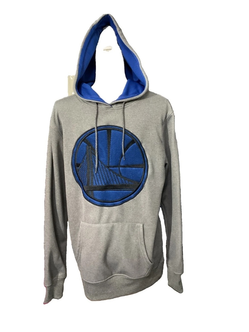 NBA Gray Golden State Warriors Pullover Hoodie with Blue Chest Logo Small